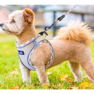 Step-in No Pull Dog Harness Vest Tan Plaid Reflective Quick Release Size S/M